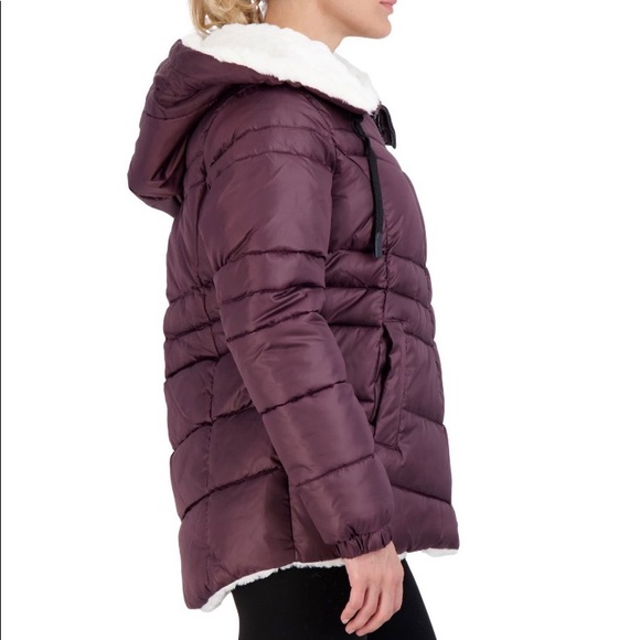 NWT Steve Madden Women’s Reversible Faux Fur Puffer Jacket Size: Women’s Medium - Picture 3 of 6